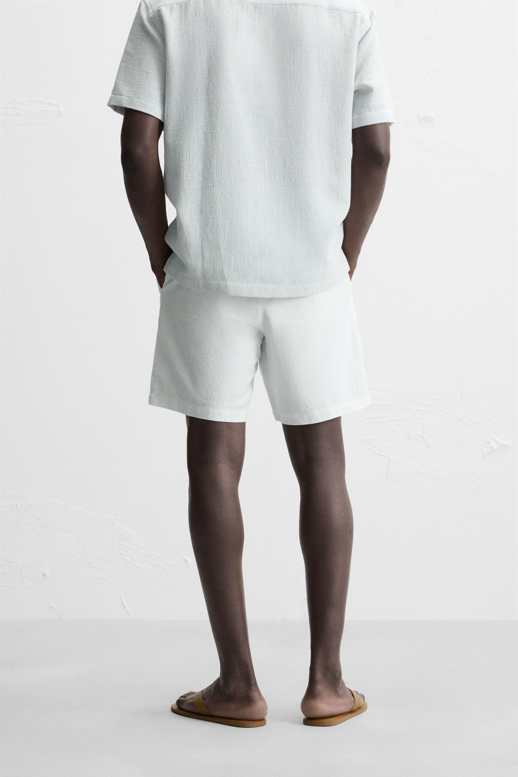 COTTON/LINEN BERMUDA SHORTS - Image 3