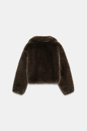 SHORT FAUX FUR COAT - Image 3