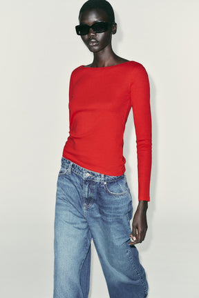 Cotton Boat Neck Shirt