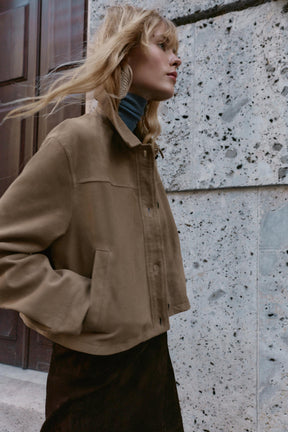 100% LEATHER SHIRT COLLAR JACKET - Image 3