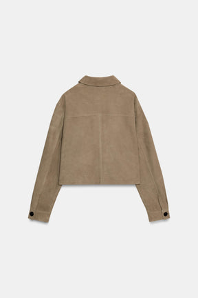 100% LEATHER SHIRT COLLAR JACKET - Image 5