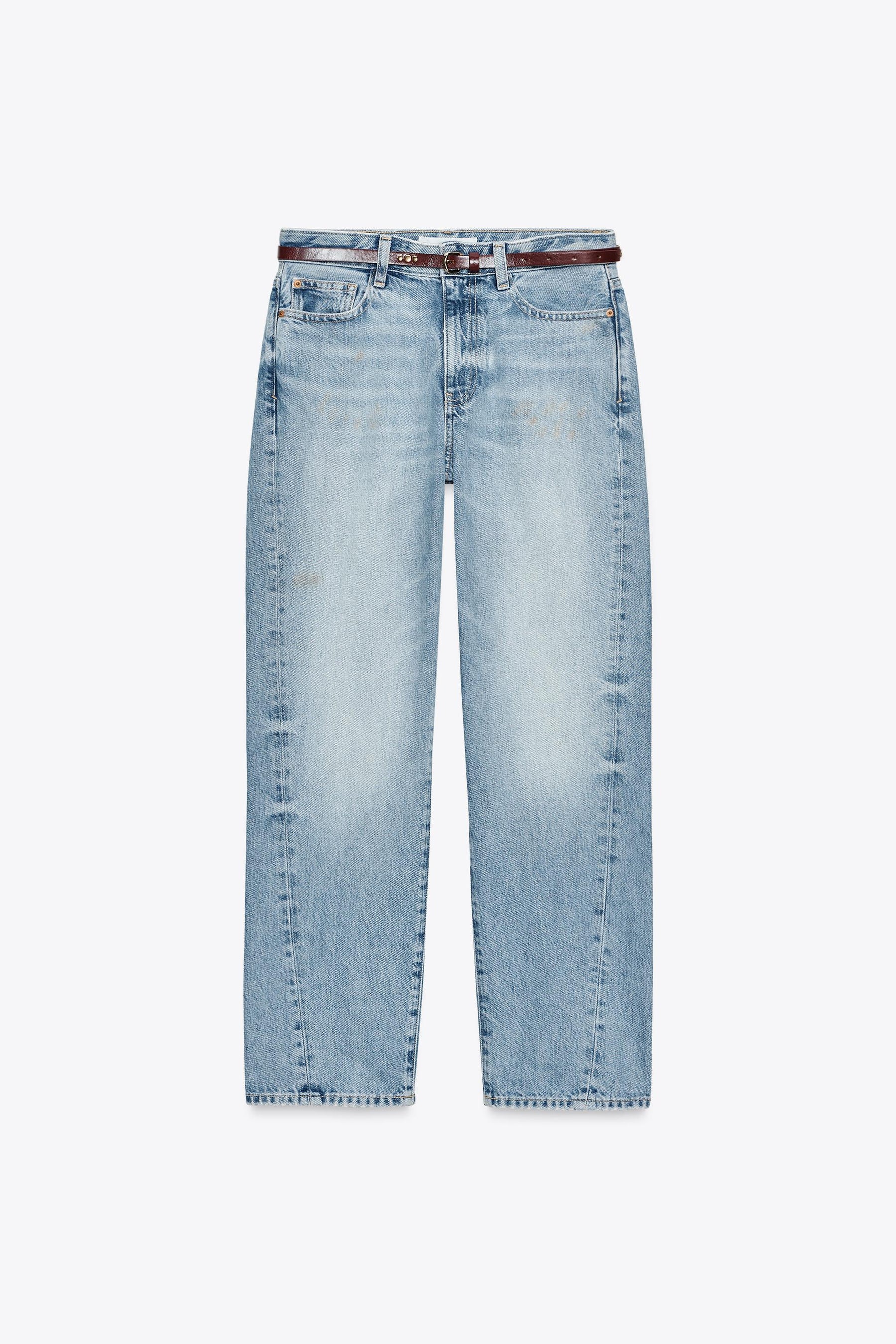 High-Waist Belted Mom Jeans
