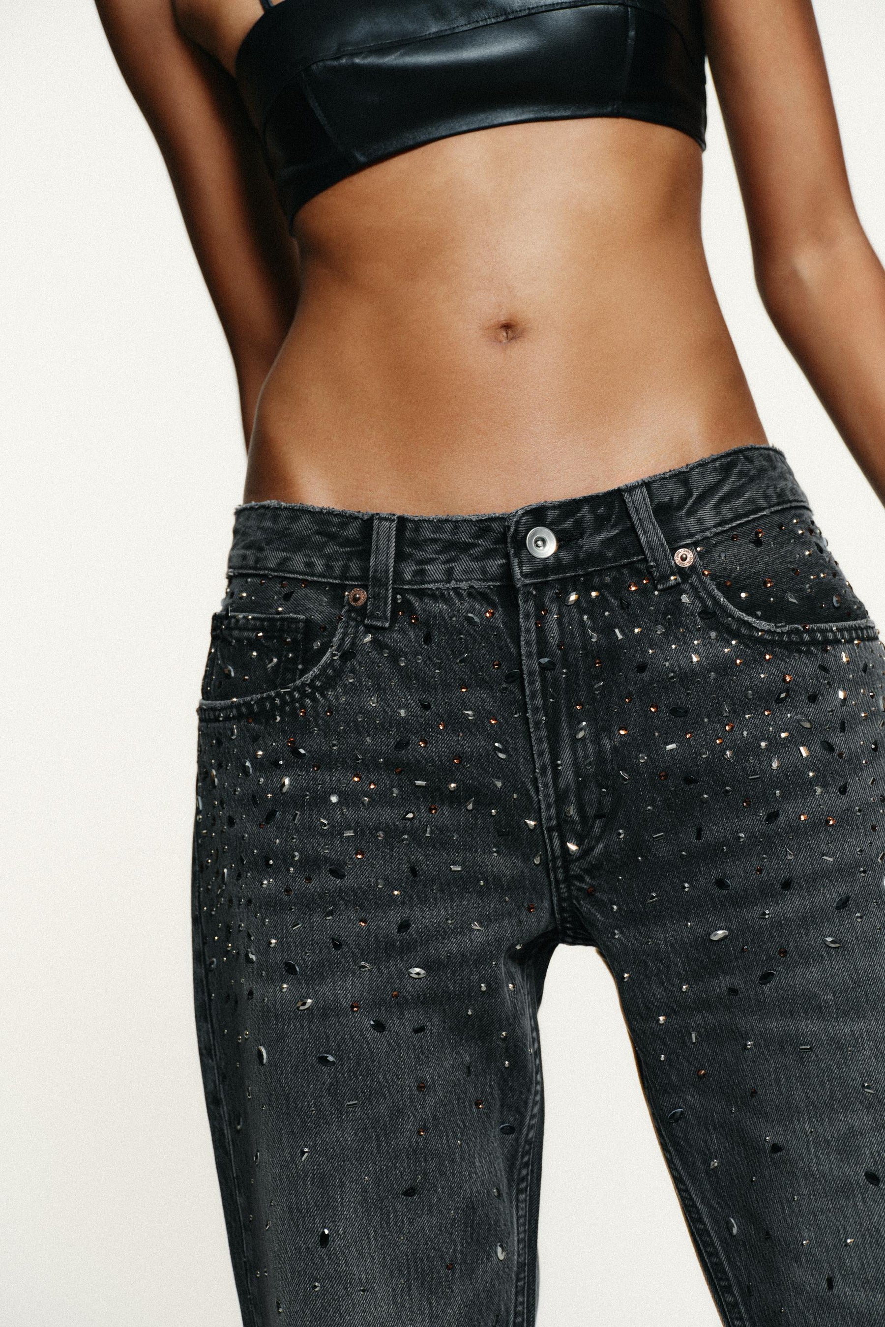 Rhinestone Straight Jeans