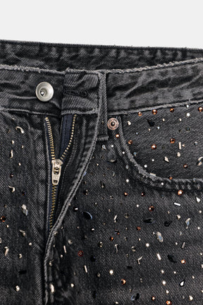 Rhinestone Straight Jeans