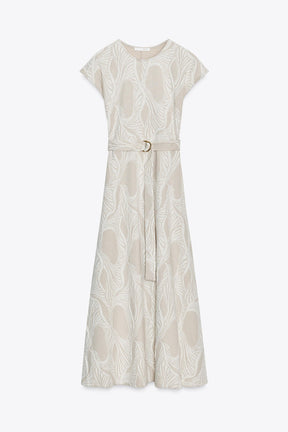 JACQUARD DRESS WITH BELT - Image 4