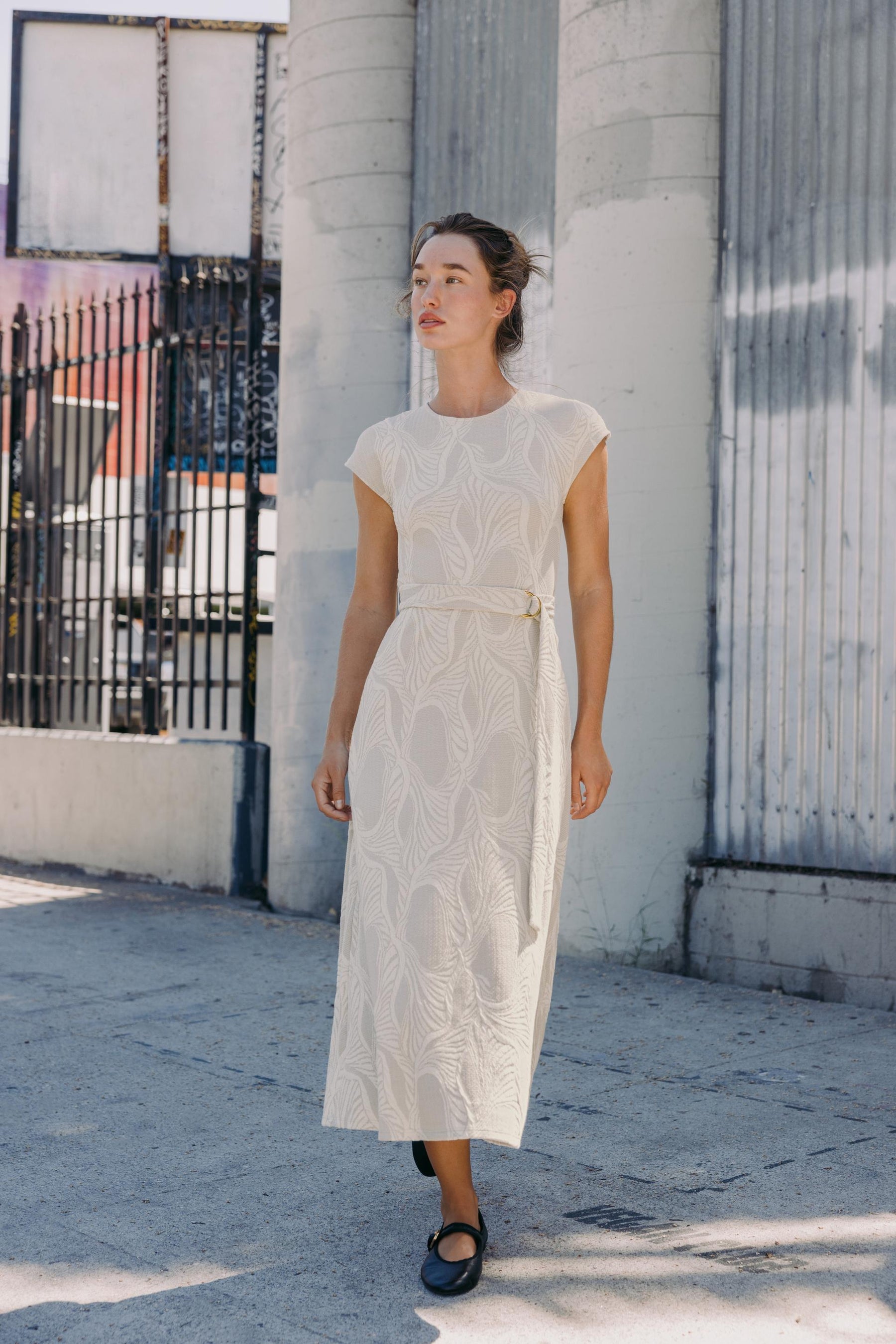 JACQUARD DRESS WITH BELT - Image 1