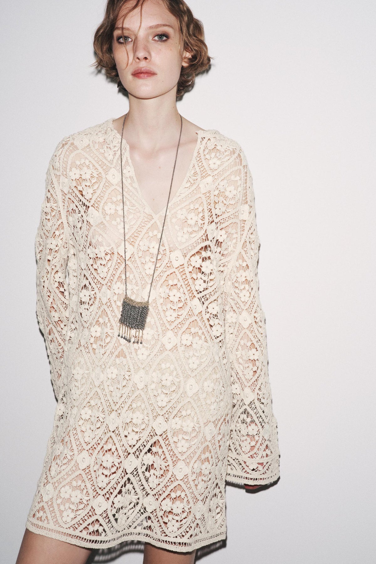 ZW COLLECTION CROCHET MINI DRESS - Image 2