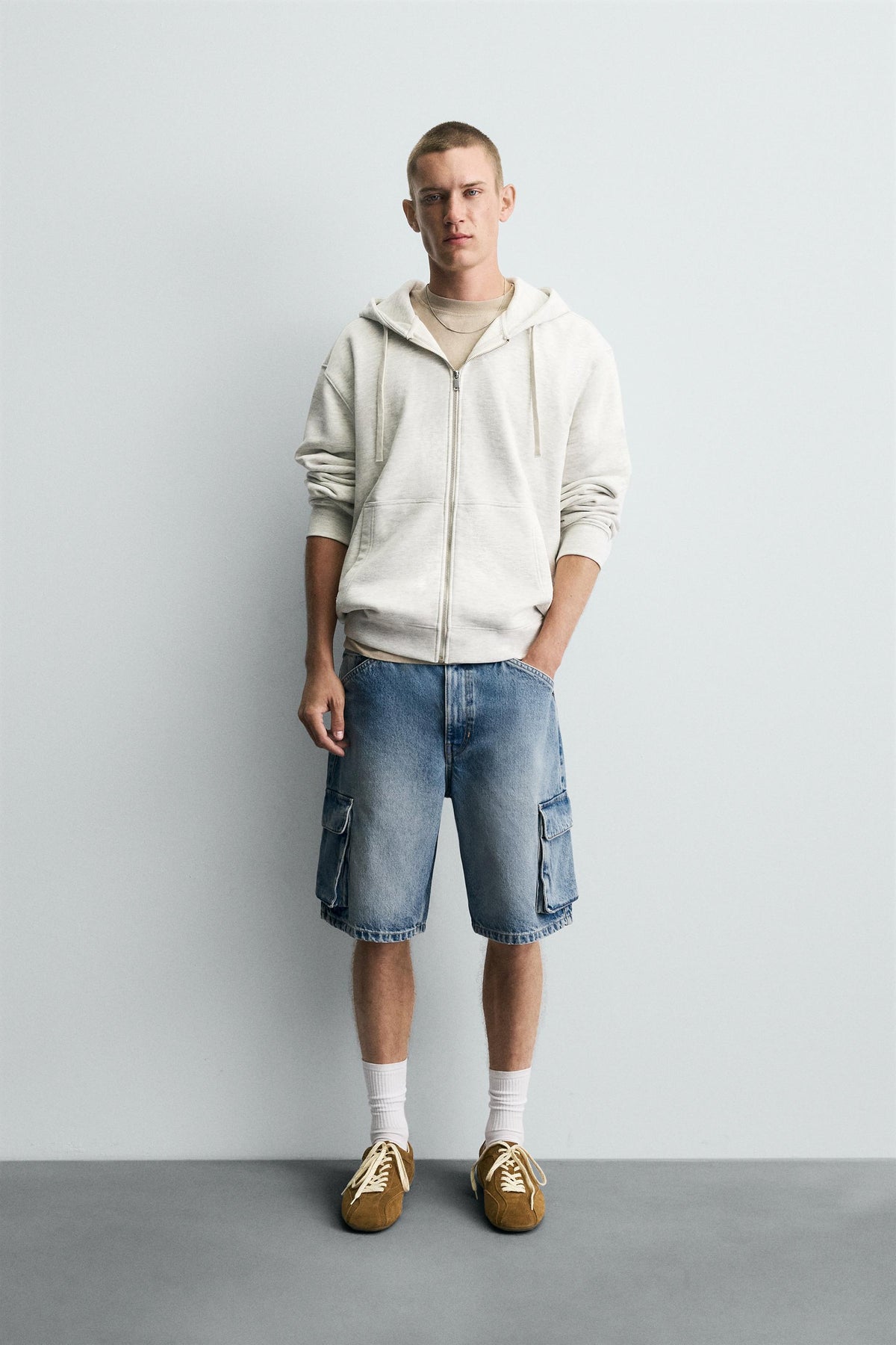 DENIM CARGO BERMUDA SHORTS - Image 1