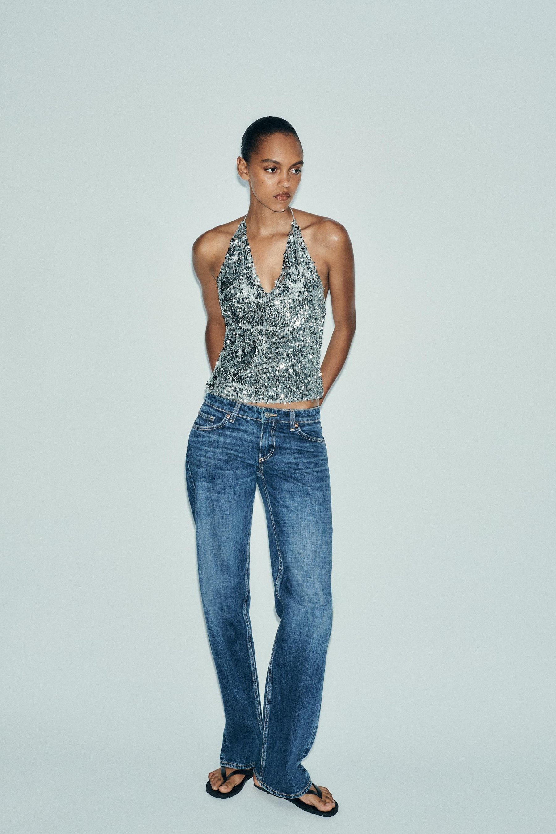 Sequinned Halter Top