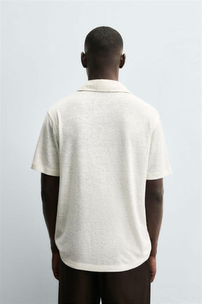 HEMP/VISCOSE KNIT POLO SHIRT - Image 3