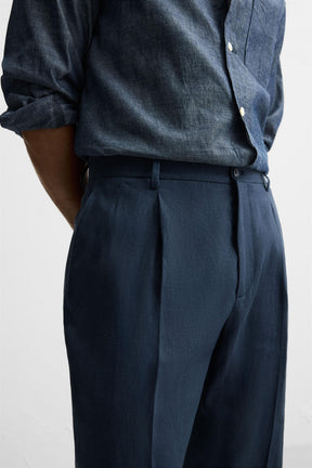 100% LINEN PLEATED TROUSERS - Image 5