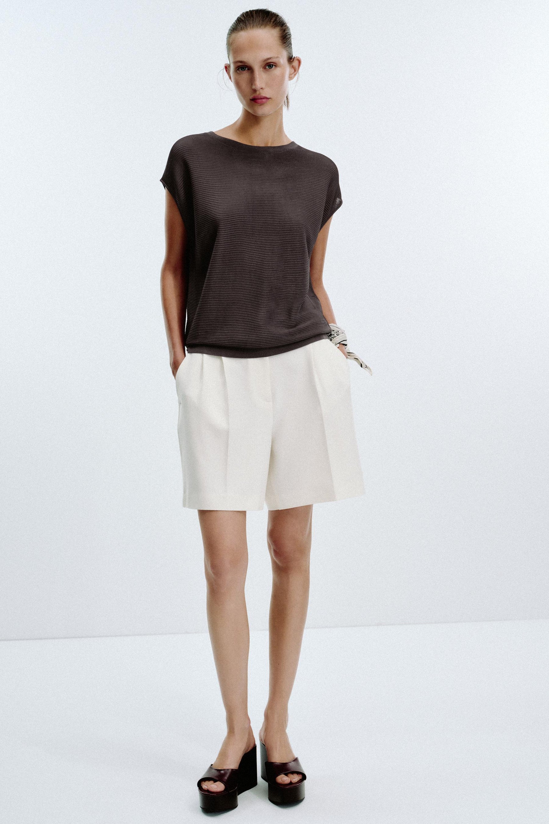 SLEEVELESS RIB KNIT TOP - Image 1