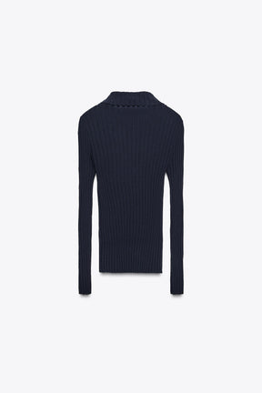 RIBBED KNIT POLO SHIRT - Image 5