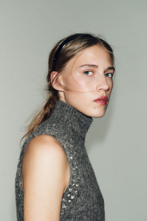 WOOL BLEND TOP WITH RHINESTONE BEADS - Image 3