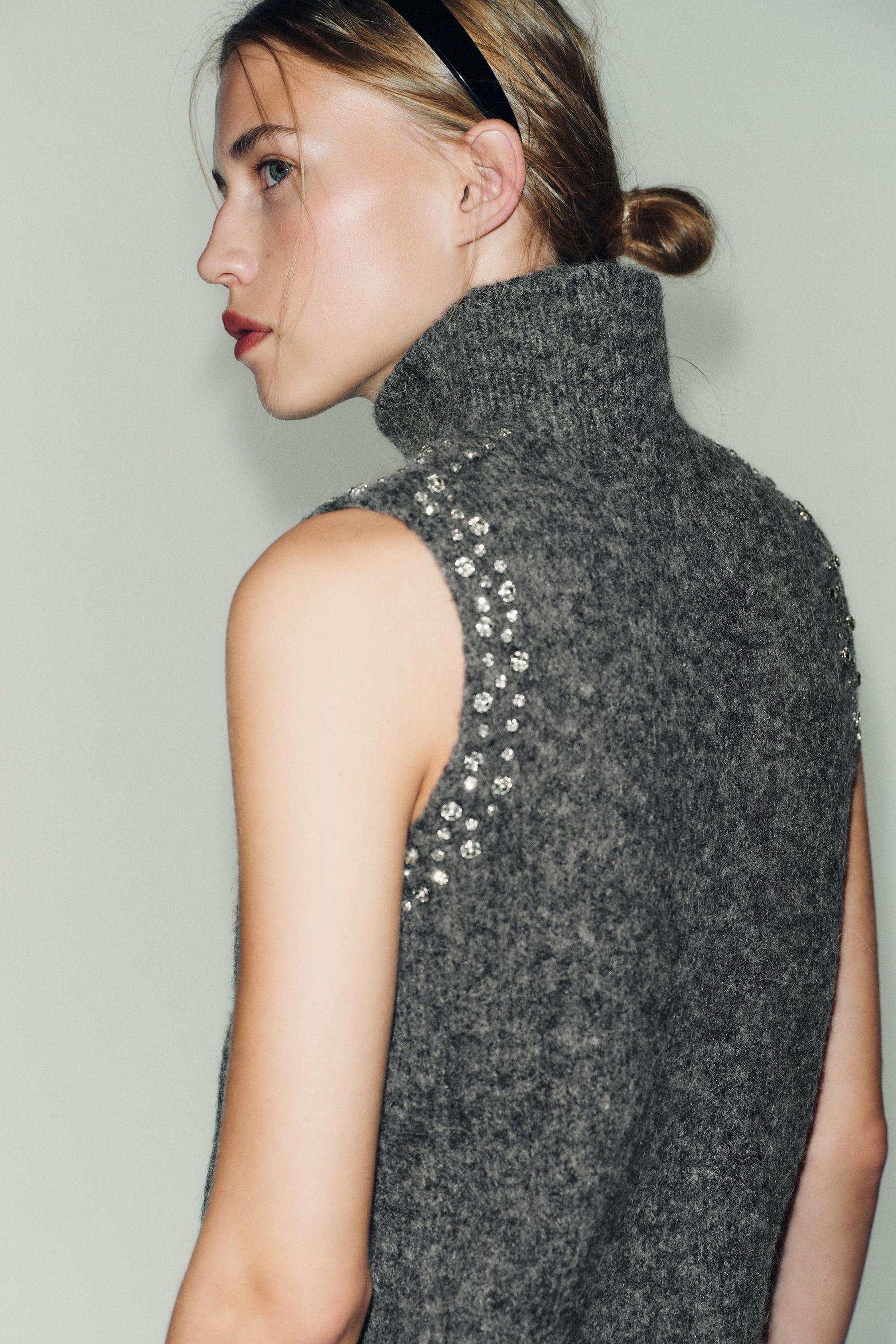 WOOL BLEND TOP WITH RHINESTONE BEADS - Image 4