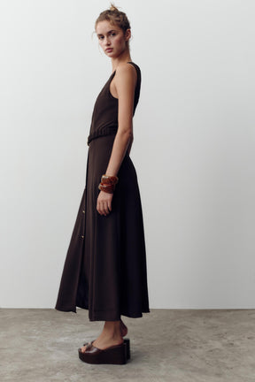 MIDI DRESS WITH BELT - Image 3
