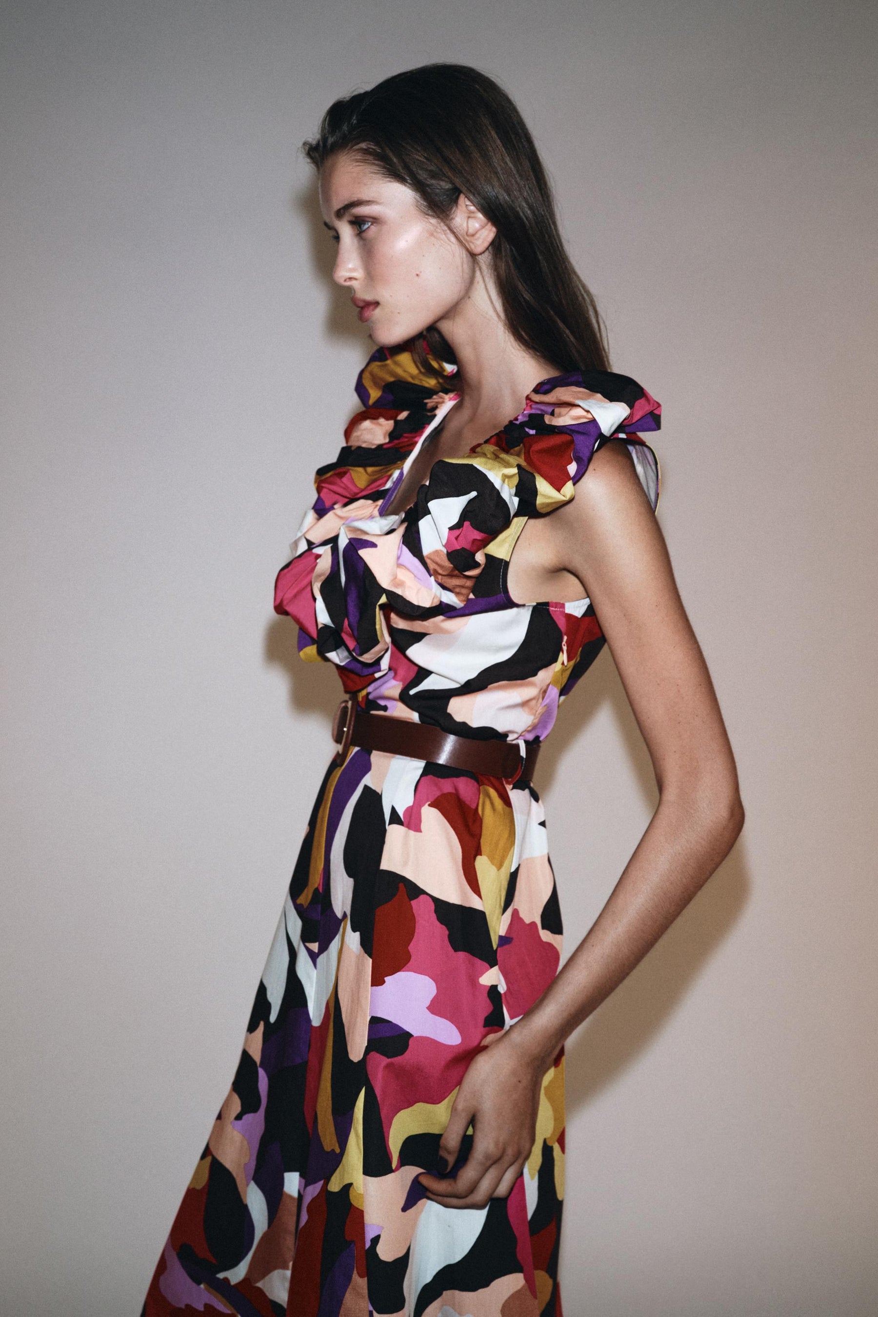 PRINTED POPLIN MIDI DRESS - Image 6