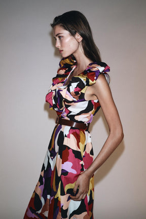 PRINTED POPLIN MIDI DRESS - Image 6