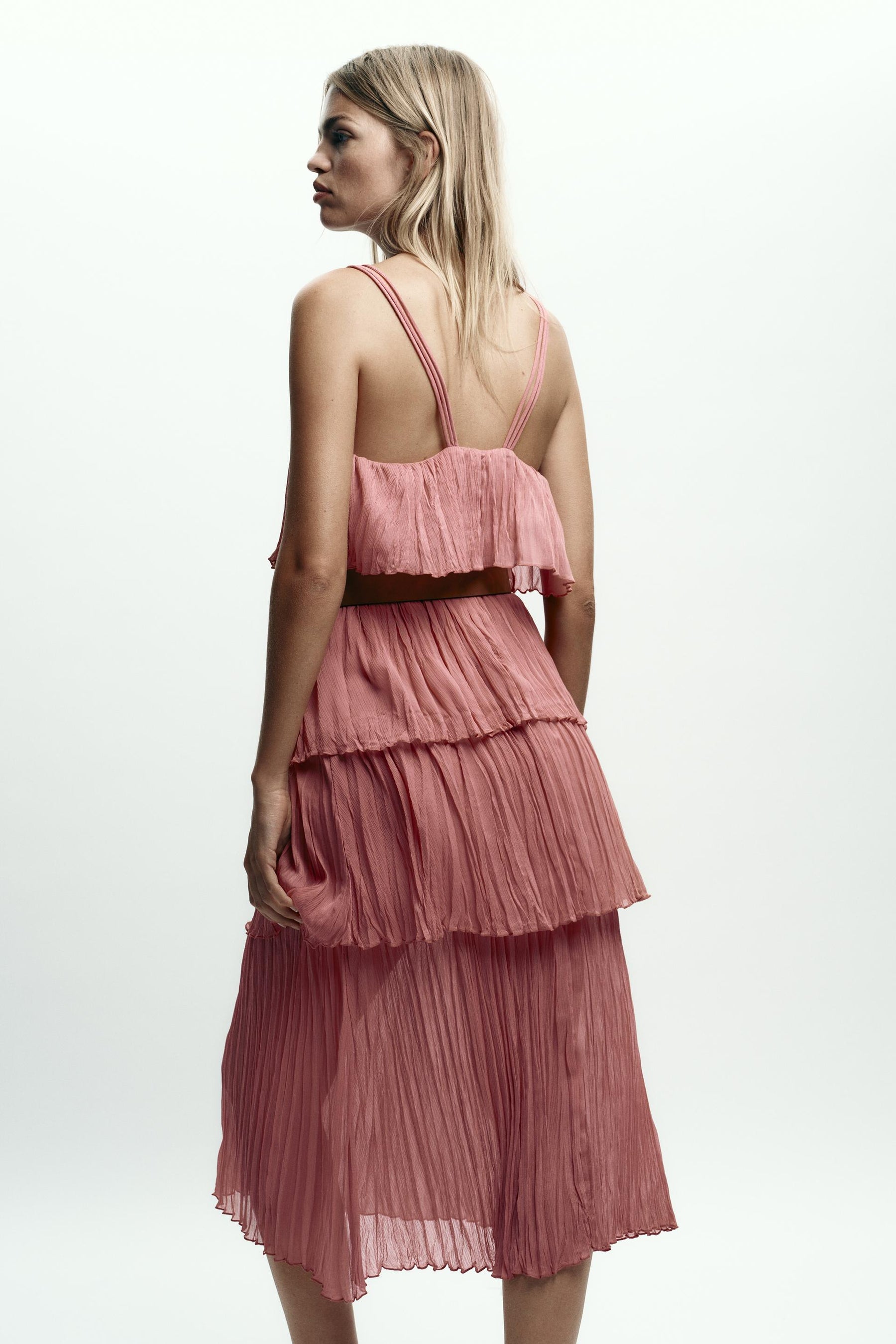 MIDI DRESS WITH RUFFLES AND BELT - Image 5