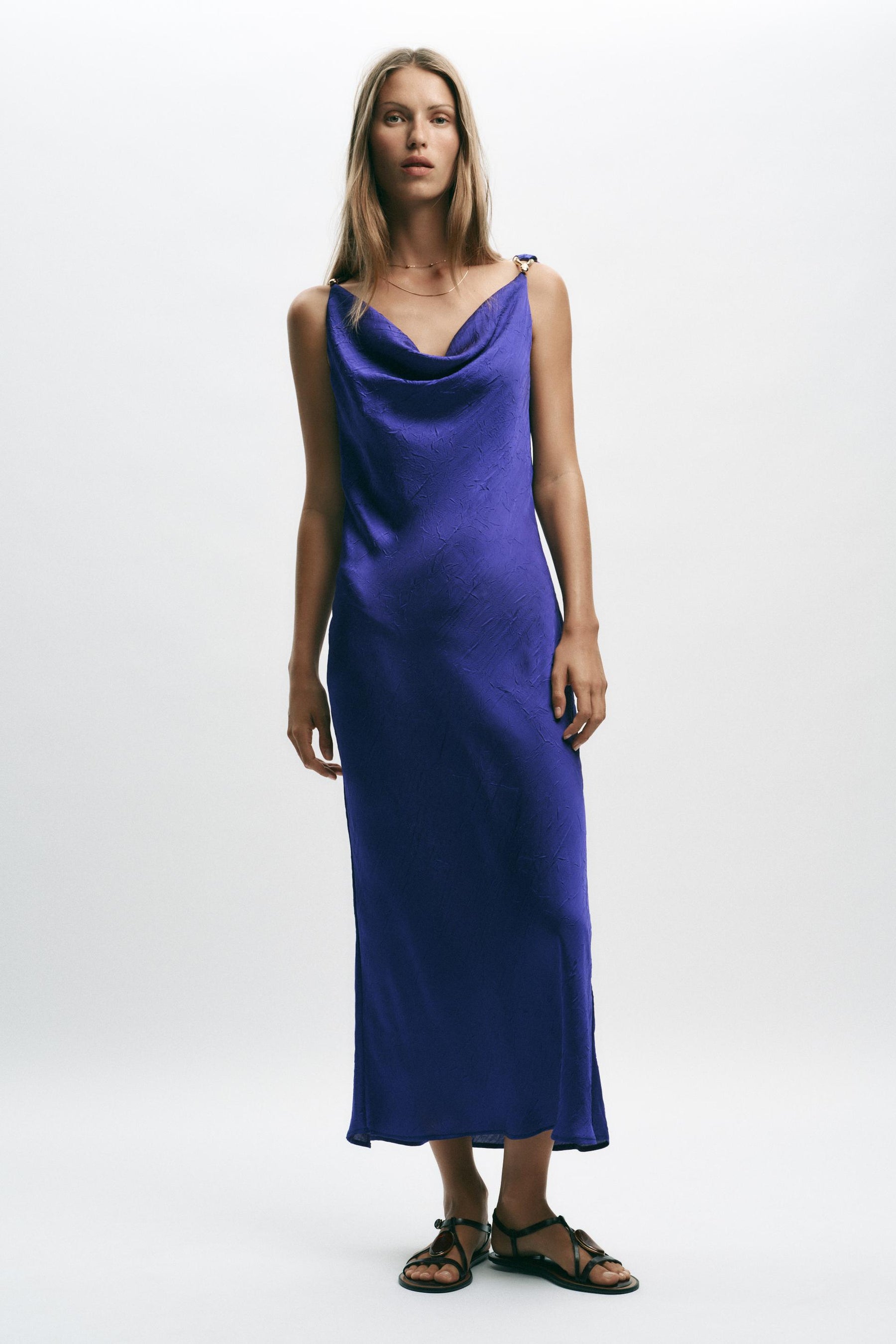 MIDI CAMISOLE DRESS WITH HARDWARE - Image 1