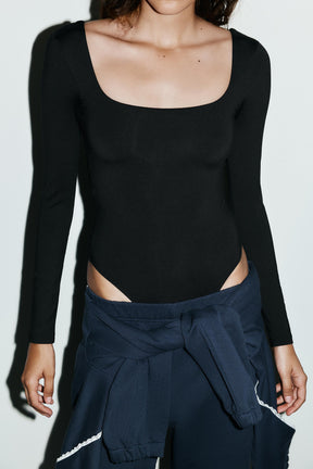 POLYAMIDE SQUARE-NECK BODYSUIT