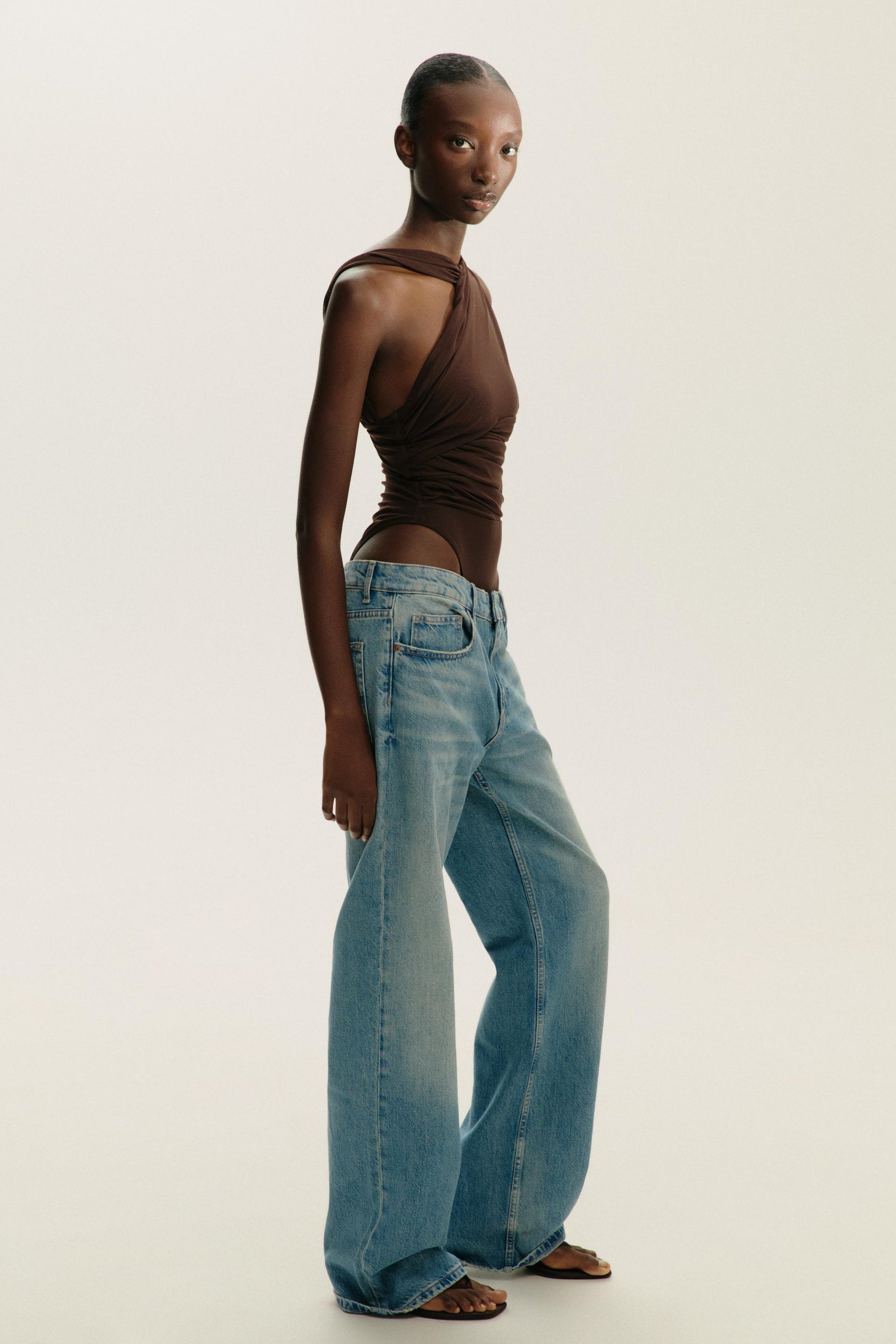 Asymmetric Tulle Bodysuit