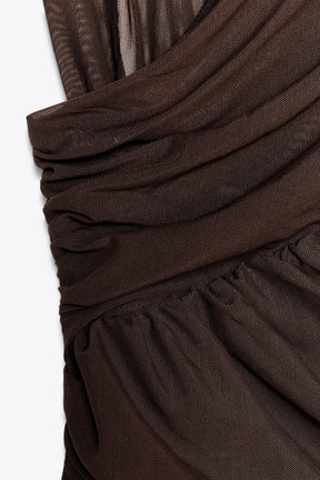 Asymmetric Tulle Bodysuit