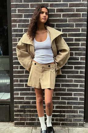 Pleated Button Shorts