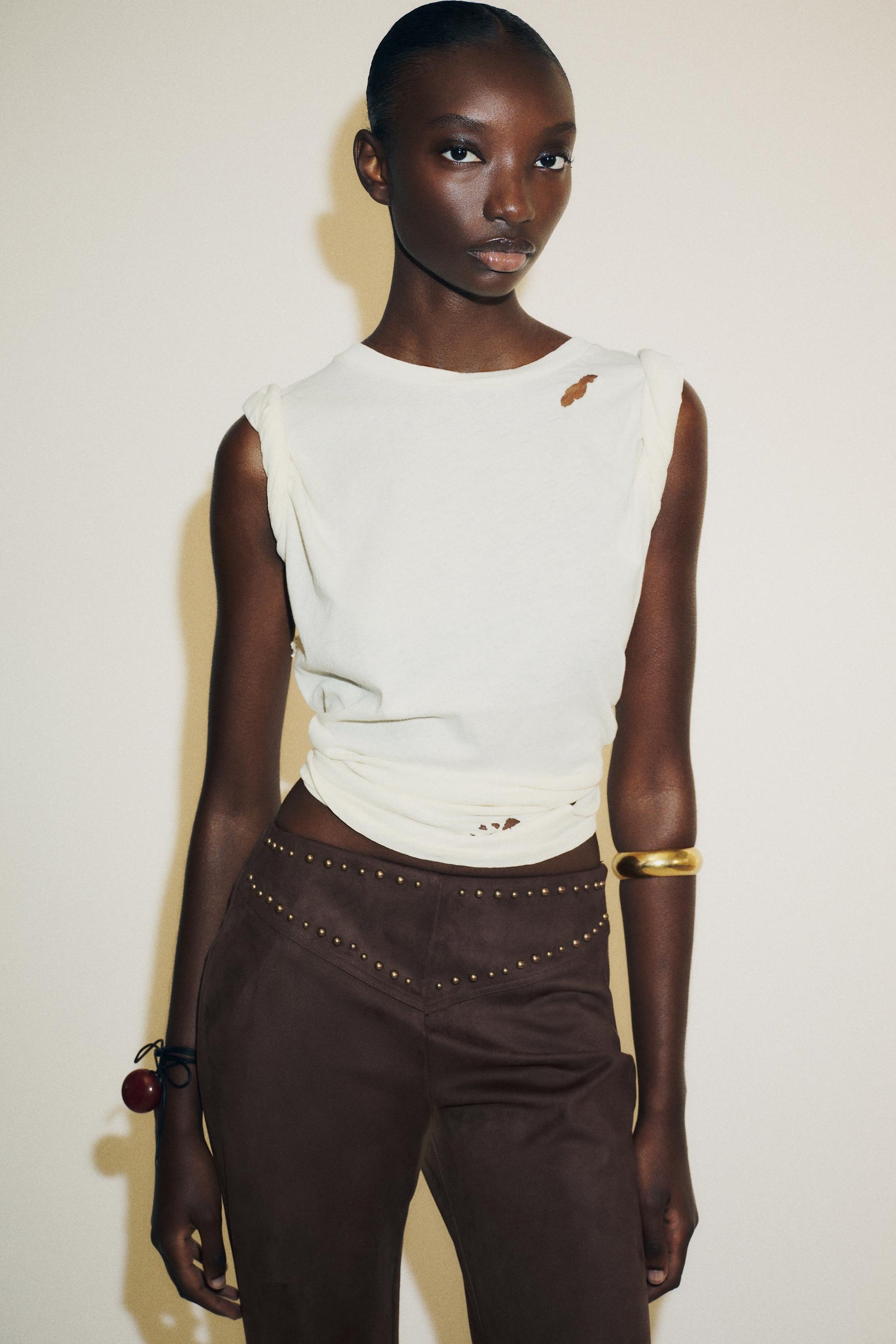 Faux Suede Flare Trousers