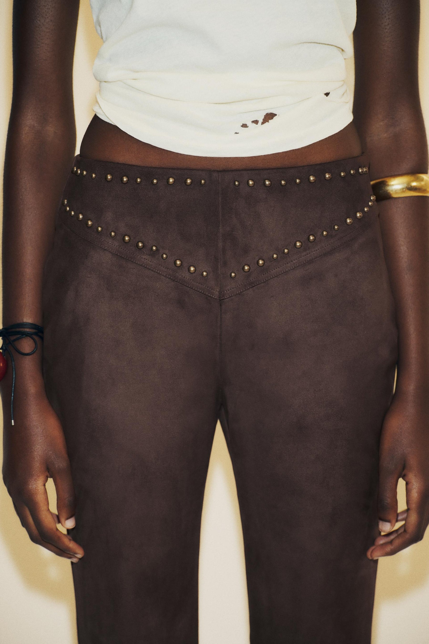 Faux Suede Flare Trousers