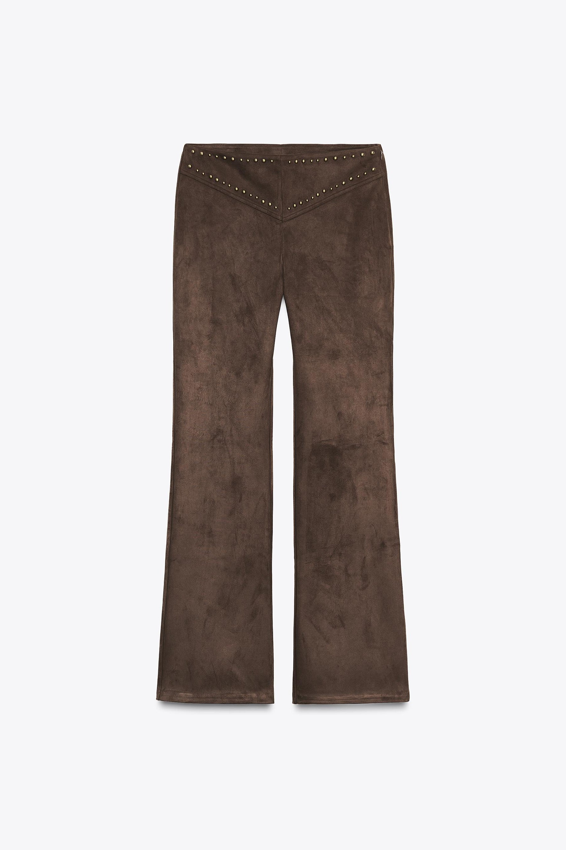 Faux Suede Flare Trousers