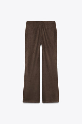 Faux Suede Flare Trousers