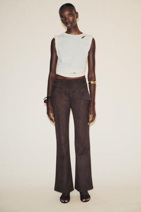 Faux Suede Flare Trousers
