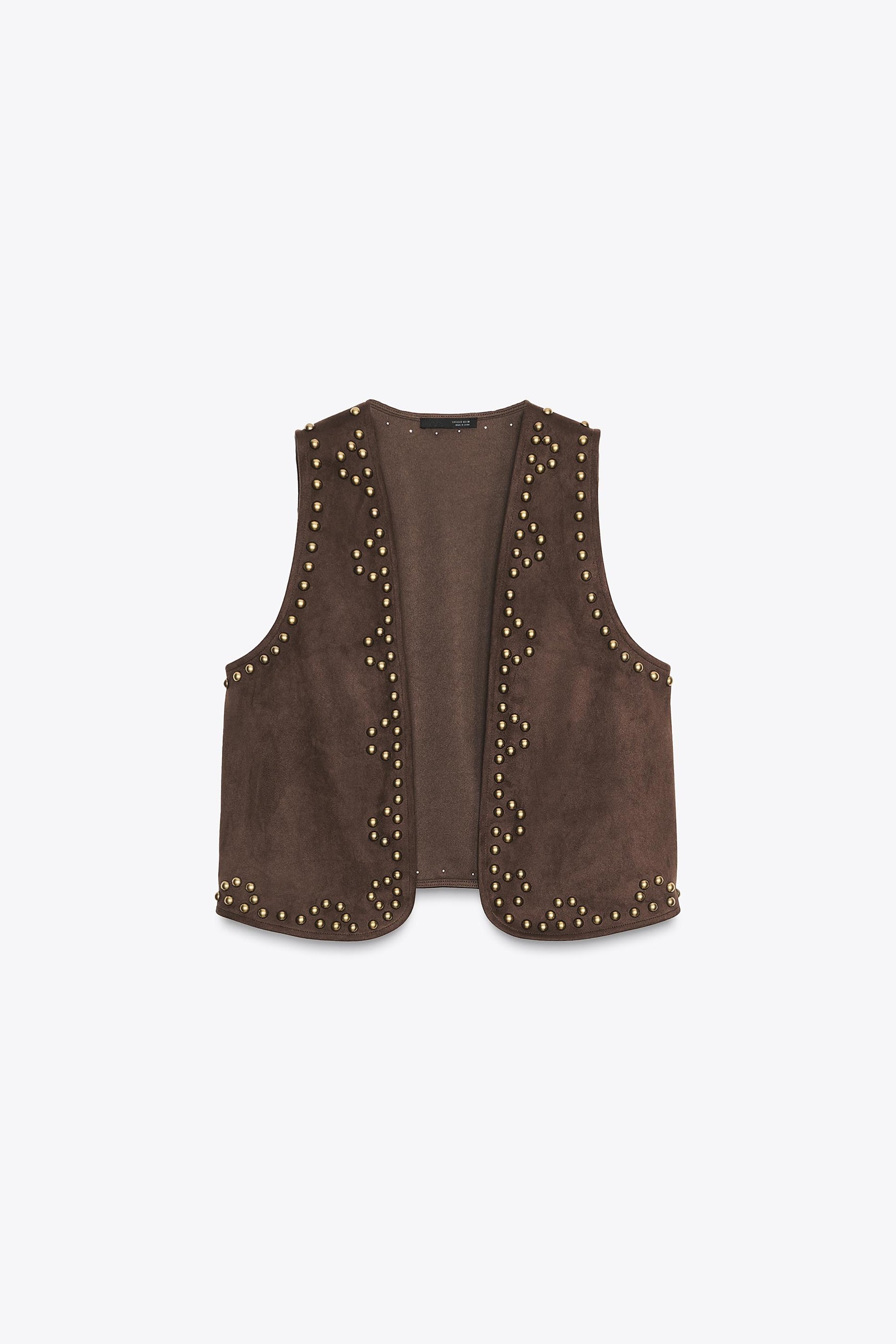 STUDDED FAUX SUEDE WAISTCOAT - Image 7