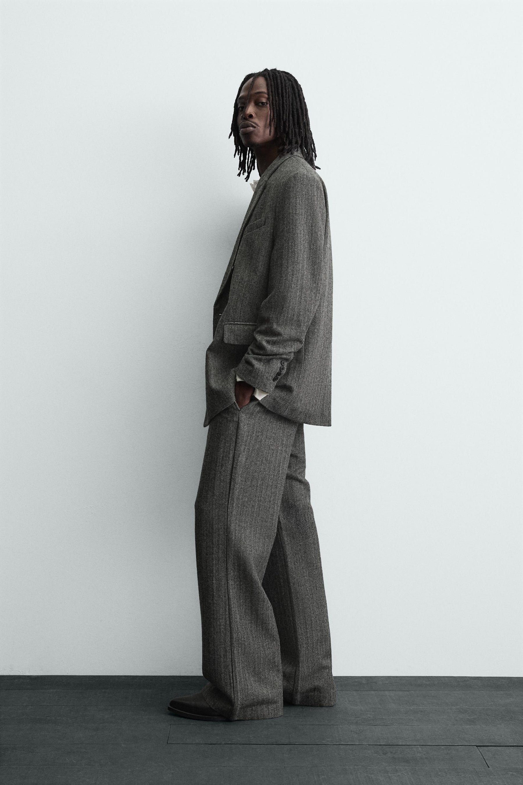HERRINGBONE WOOL BLEND SUIT BLAZER - Image 4