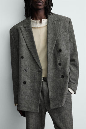 HERRINGBONE WOOL BLEND SUIT BLAZER - Image 5