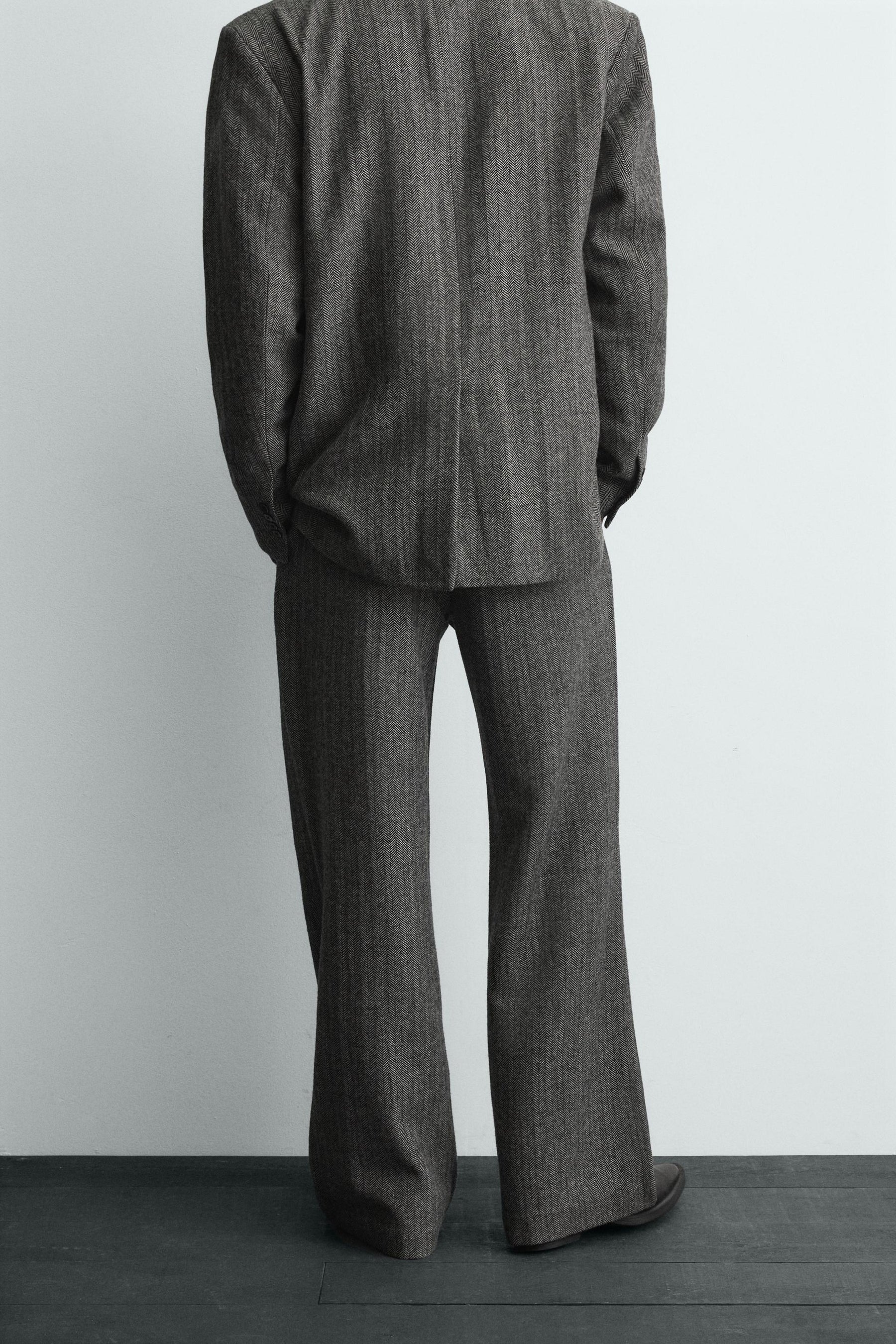 HERRINGBONE TEXTURED SUIT TROUSERS WITH WOOL - Image 3