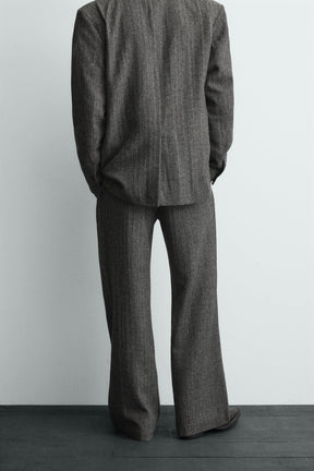 HERRINGBONE TEXTURED SUIT TROUSERS WITH WOOL - Image 3
