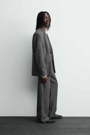 HERRINGBONE TEXTURED SUIT TROUSERS WITH WOOL - Image 4