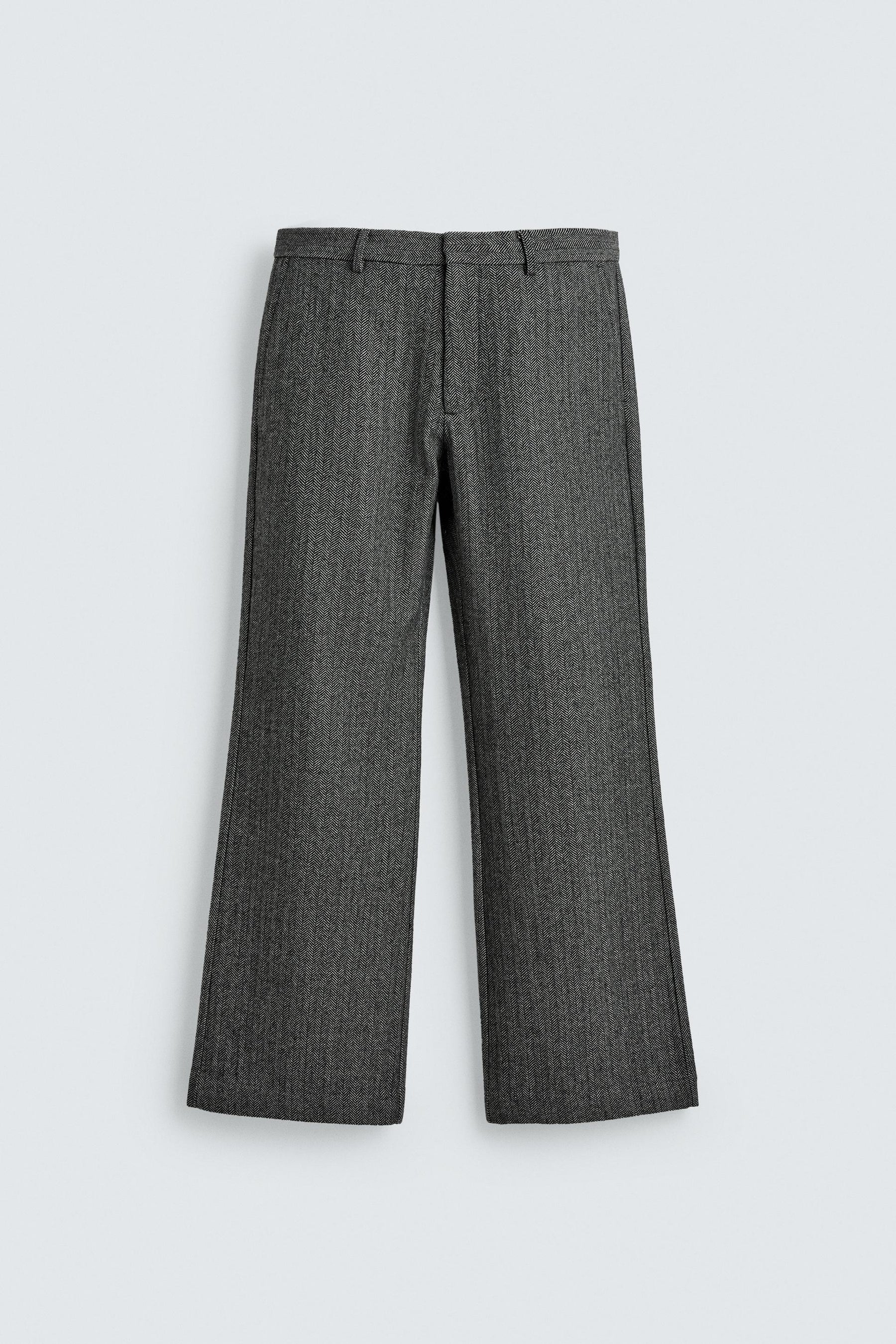 HERRINGBONE TEXTURED SUIT TROUSERS WITH WOOL - Image 7