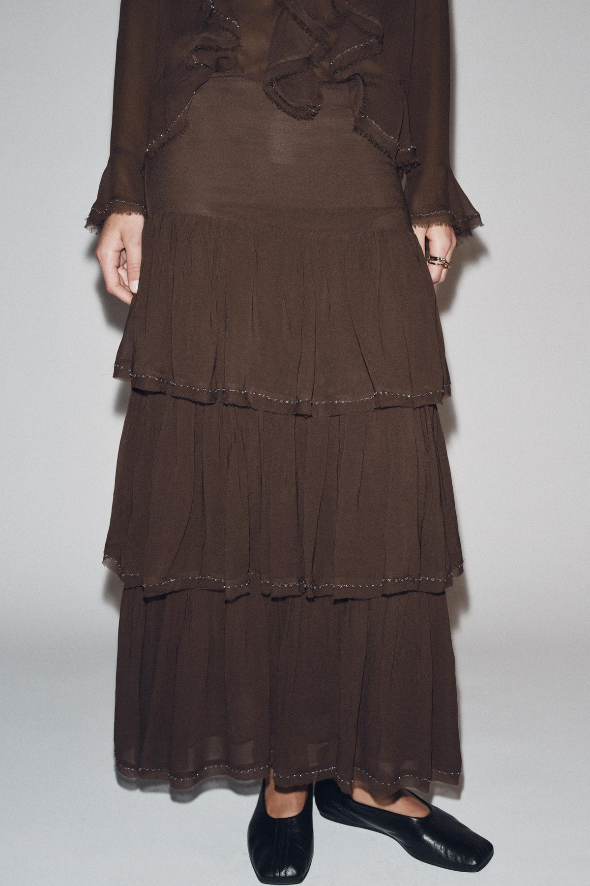 Beaded Ruffled Fashion Skirt