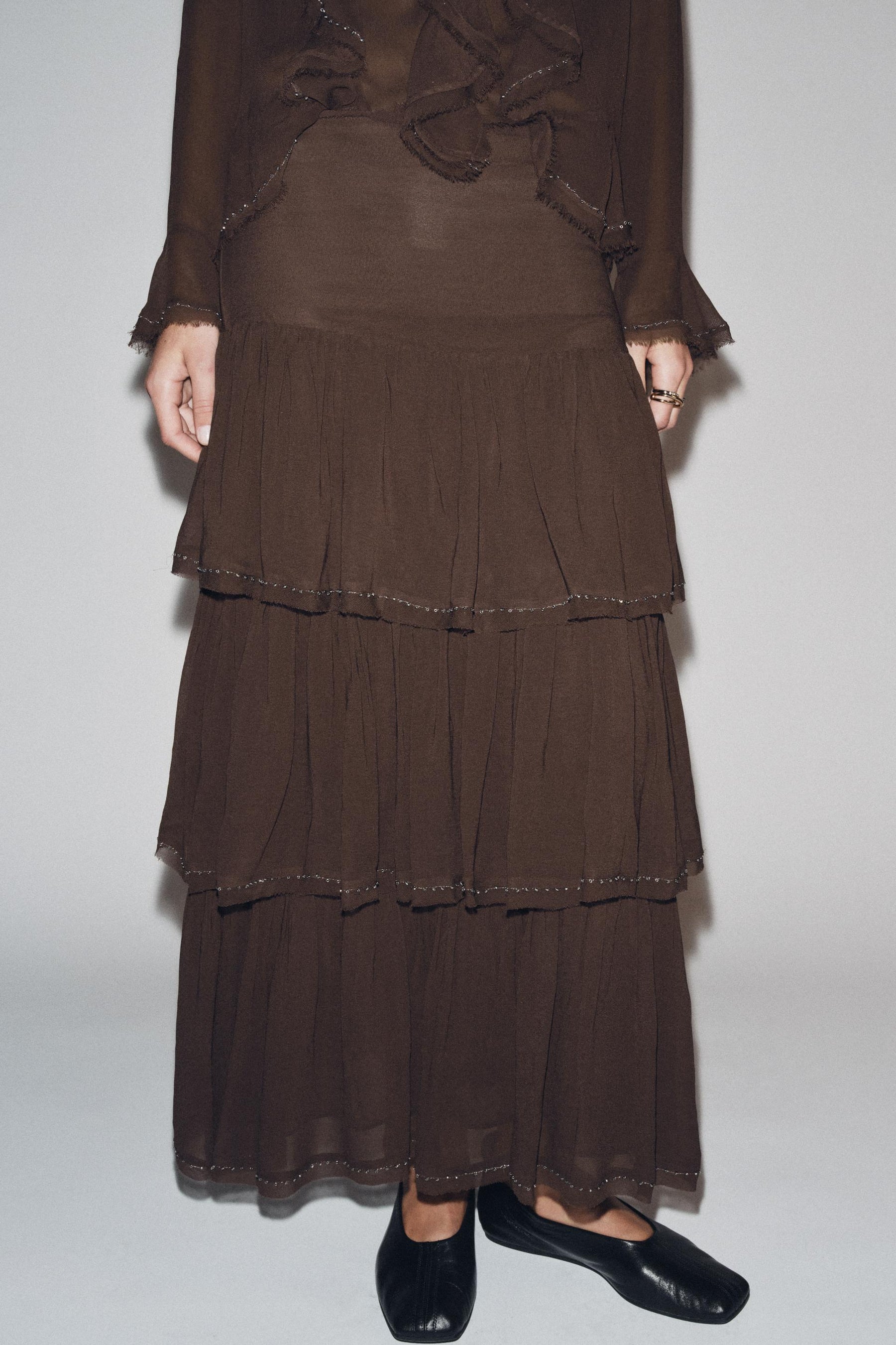 Beaded Ruffled Fashion Skirt