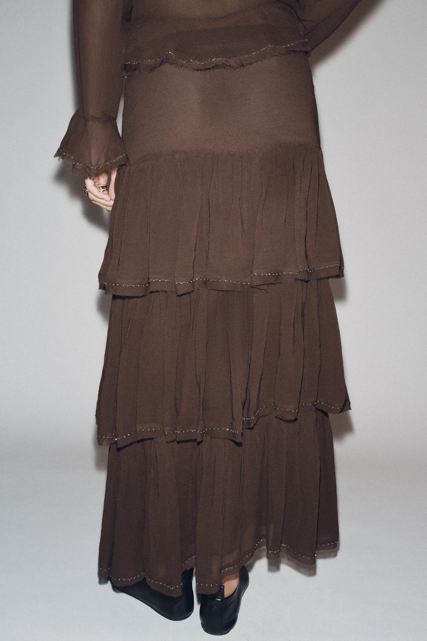 Beaded Ruffled Fashion Skirt