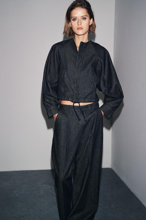 ZW COLLECTION PUFF DENIM BOMBER JACKET - Image 2