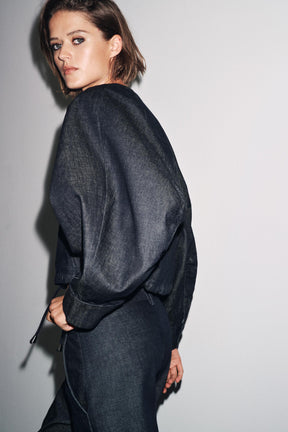 Puff Denim Bomber Jacket