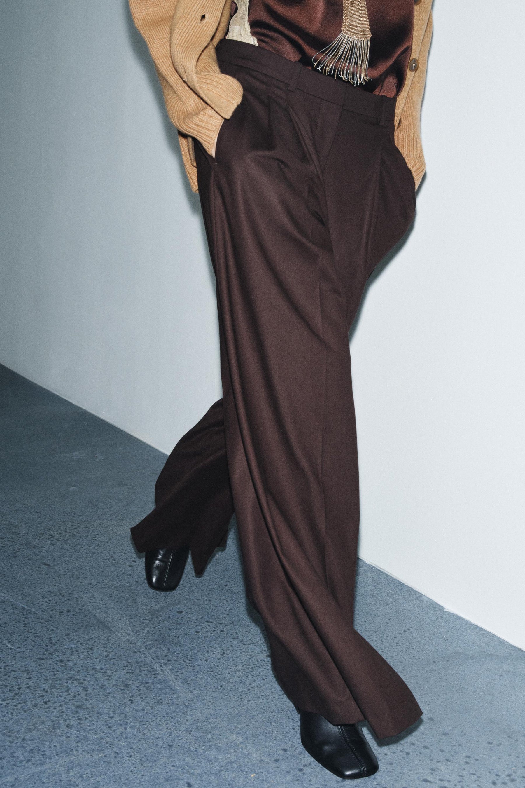 Wide-Leg Trousers with Pleats