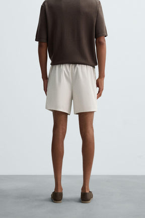 COTTON-HEMP STRIPED BERMUDA SHORTS - Image 3