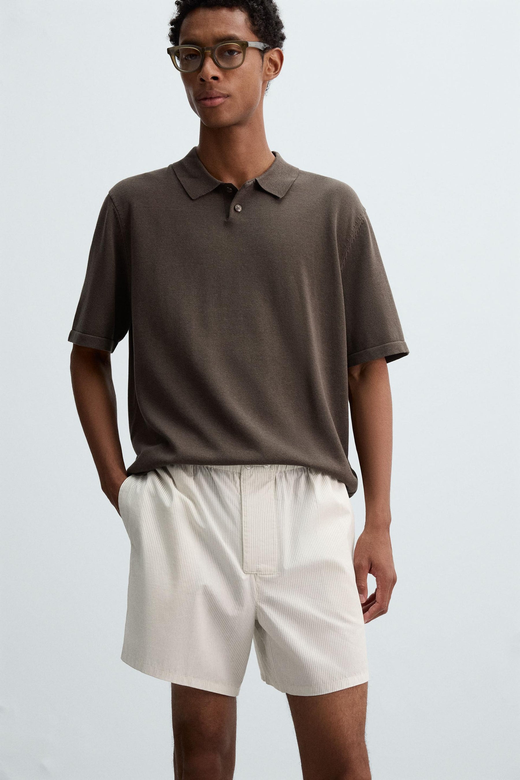 COTTON-HEMP STRIPED BERMUDA SHORTS - Image 5