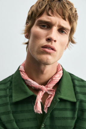 STRIPED JACQUARD TOWELLING POLO SHIRT - Image 5