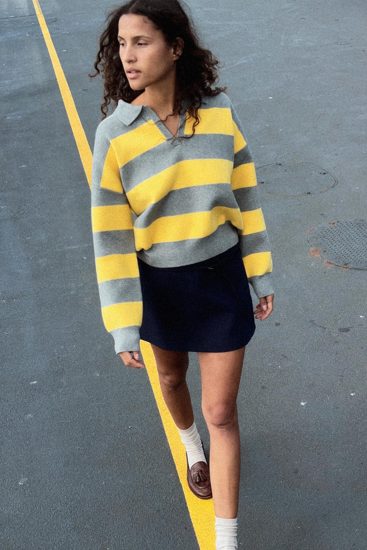 Striped Knit Polo Shirt